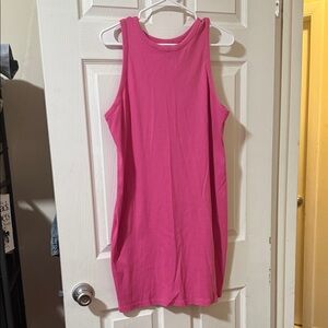 Pink Sleeveless Women's T-shirt Dress